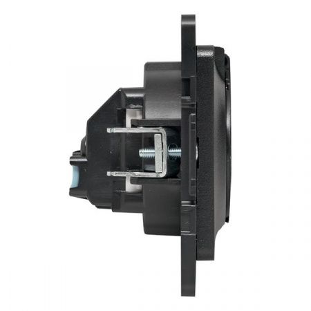 Стокгольм Механизм Розетки 1-местной с/з 16А автоматические клеммы черный с крышкой и защ. штор. IP44 EKF PROxima