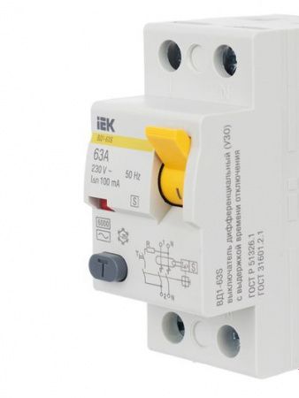 Выключатель дифференциальный (УЗО) ВД1-63S 2Р 63А 100мА IEK