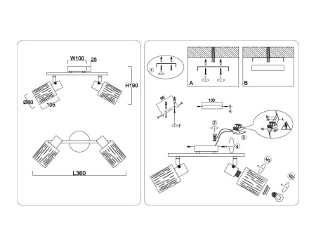 Настенно-потолочный спот Ambrella light TRADITIONAL TR8668