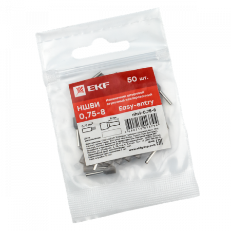 Наконечник штыревой втулочный изолированный НШвИ 0,75-8 (50шт.) EKF PROxima