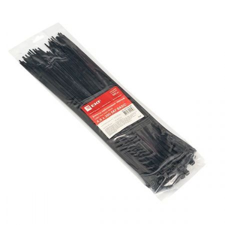 Хомут нейлоновый черный (4,8x350) (100шт.) EKF Basic