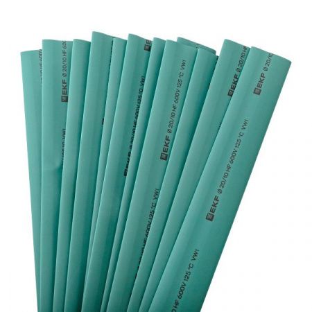 Термоусаживаемая трубка ТУТ нг 20/10 зеленая в отрезках по 1м EKF PROxima