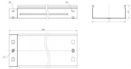 Лоток неперфорированный 80x500x3000-1,0 мм EKF