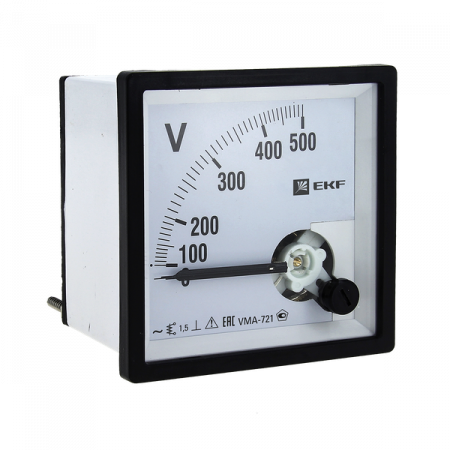 Вольтметр VMA-721 аналоговый на панель (72x72) квадратный вырез 500В прямое подкл. EKF PROxima
