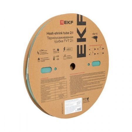Термоусаживаемая трубка ТУТ нг 16/8 зелёная рулон EKF PROxima