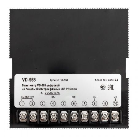 Вольтметр  EKF  VD-963 цифр. на панель (96х96) 3-фазн. PROxima
