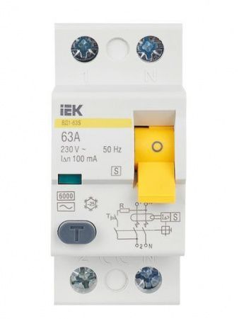 Выключатель дифференциальный (УЗО) ВД1-63S 2Р 63А 100мА IEK