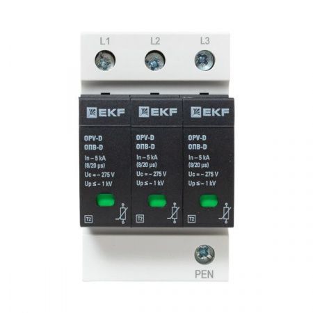 Ограничитель импульсных напряжений ОПВ-D/3P In 5кА 275В с сигн. EKF PROxima