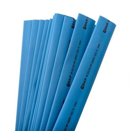 Термоусаживаемая трубка ТУТ нг 20/10 синяя в отрезках по 1м EKF PROxima