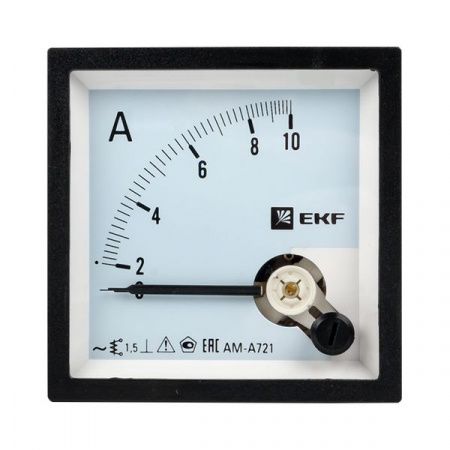 Амперметр AMA-721 аналоговый на панель (72x72) квадратный вырез 10А прямое подкл. EKF