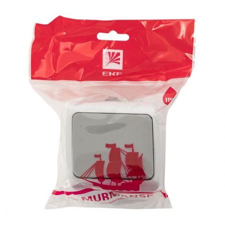 Мурманск Кнопка звонка 1-клавишная 10А IP54 серая EKF