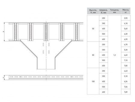 Ответвитель T-образный для лестничного лотка 100x300 мм EKF