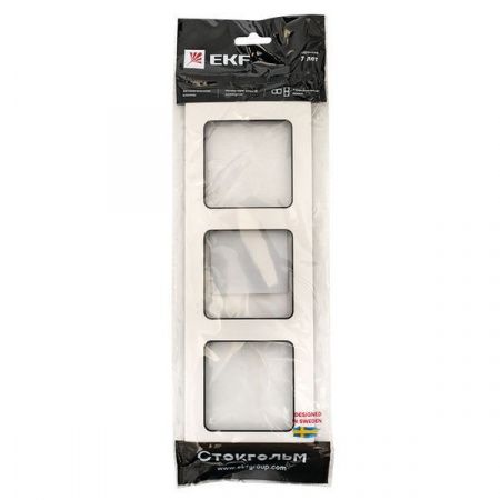 Стокгольм Рамка 3-местная белая с линией цвета черный EKF PROxima