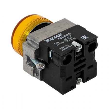 Лампа сигнальная BV65 желтая EKF