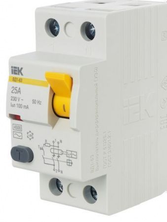 Выключатель дифференциальный (УЗО) ВД1-63 2Р 25А 100мА IEK