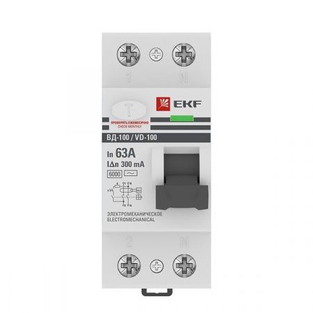 Устройство защитного отключения ВД-100 2P 63А 300мА тип АС эл-мех 6кА EKF PROxima