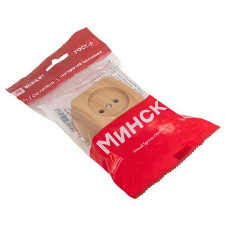 Розетка 1-местная ОП Минск 10А без заземления светлое дерево EKF