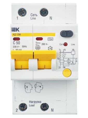 KARAT Дифференциальный автомат АД12M 2P C50 30мА тип A IEK