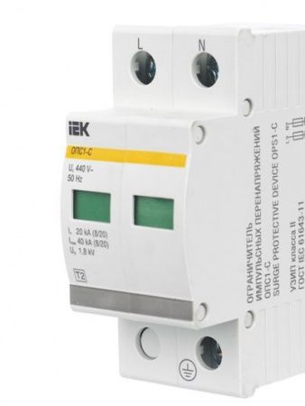 KARAT Ограничитель импульсного перенапряжения ОПС1-C 2P In=20кА Un=400В Im=40кА IEK