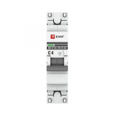 Автоматический выключатель 1P 4А (C) 4,5kA ВА 47-63 EKF PROxima