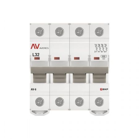 Выключатель автоматический AV-6 4P 32A (L) 6kA EKF AVERES