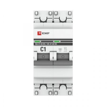 Автоматический выключатель ВА 47-63 DC 2P 1А (C) 6кА EKF PROXIMA
