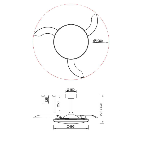 Люстра-вентилятор Mantra SLIM FAN 9055