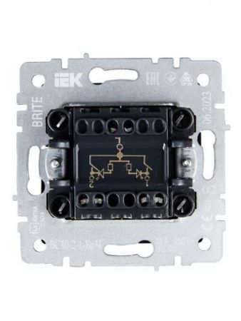 BRITE Выключатель 2-клавишный с индикацией 10А ВС10-2-1-БрЧ черный IEK