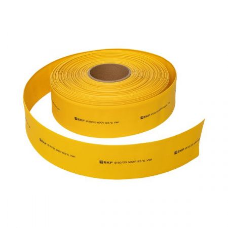 Термоусаживаемая трубка ТУТ нг 50/25 желтая рулон EKF PROxima