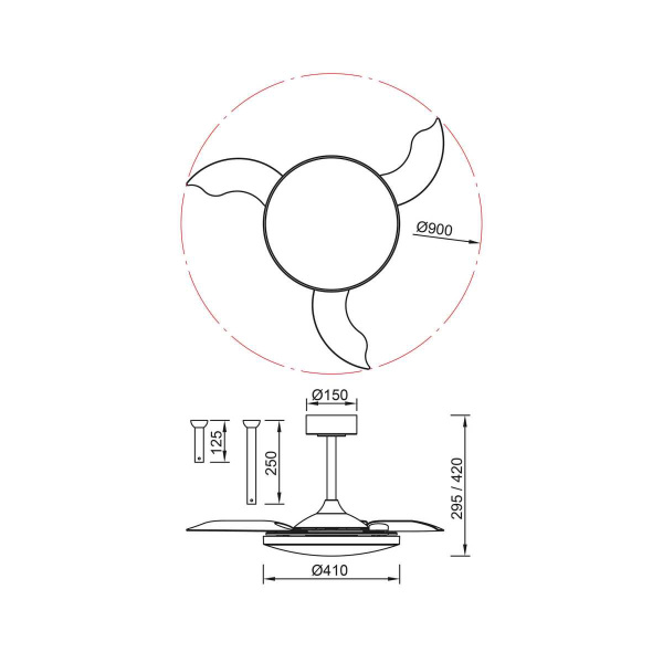 Люстра-вентилятор Mantra SLIM FAN mini 9009