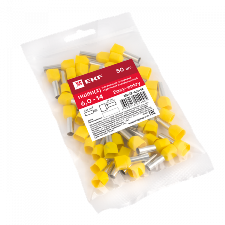 Наконечник штыревой втулочный изолированный НШвИ(2) 6,0-14 (50шт.) EKF PROxima