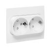 Стокгольм Розетка 2-местная с/з 16А автоматические клеммы белая с защ. штор. EKF PROxima